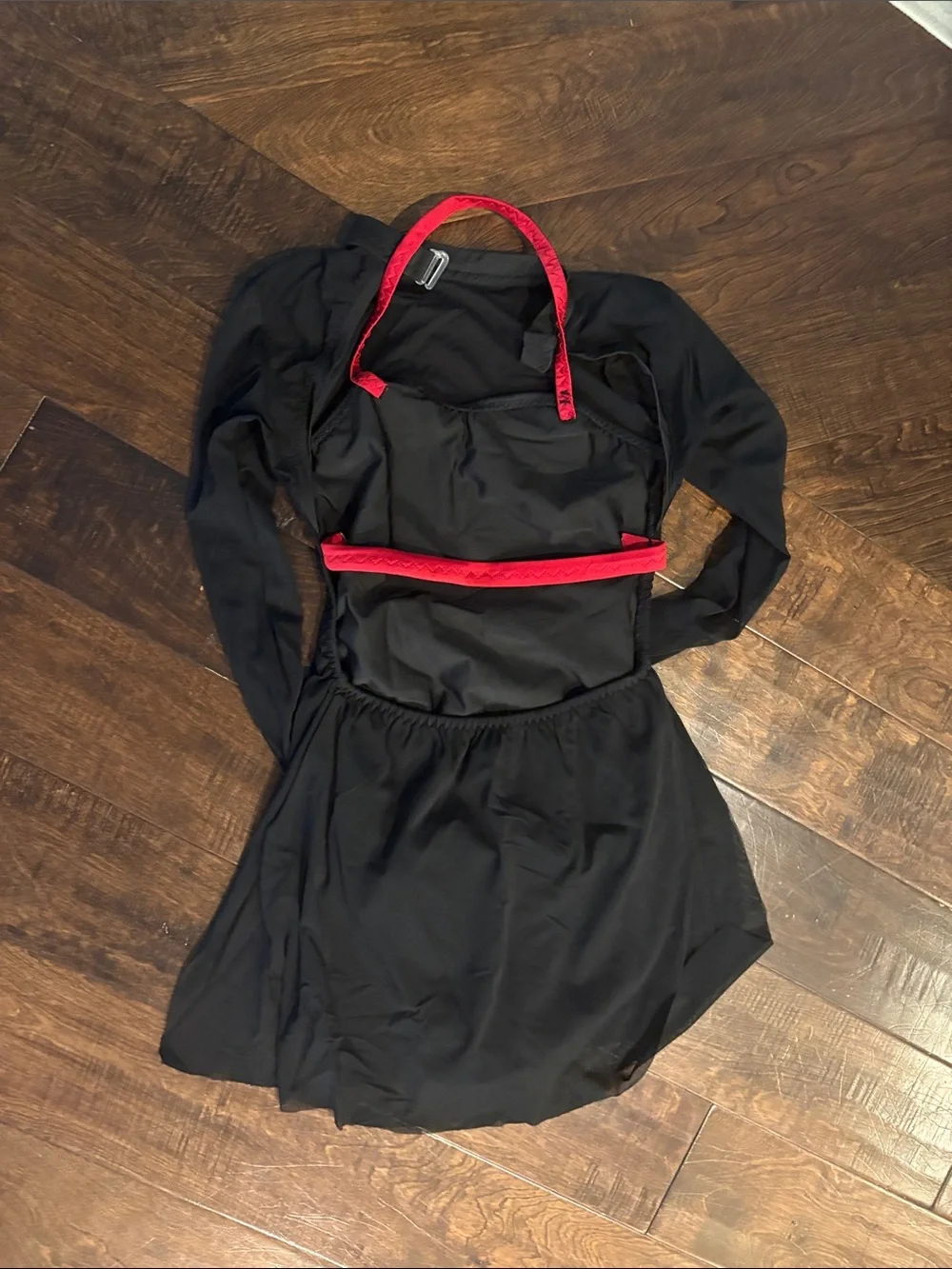 Black dance costume with Red Button Accents